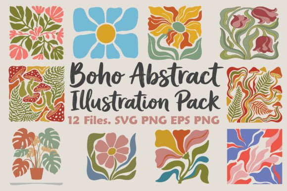 Boho Abstract Floral Illustration Pack Review