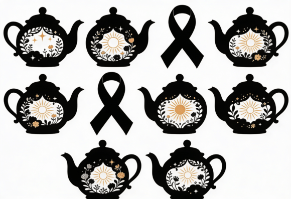Boho Sun Teapot Floral Black Cut File Review