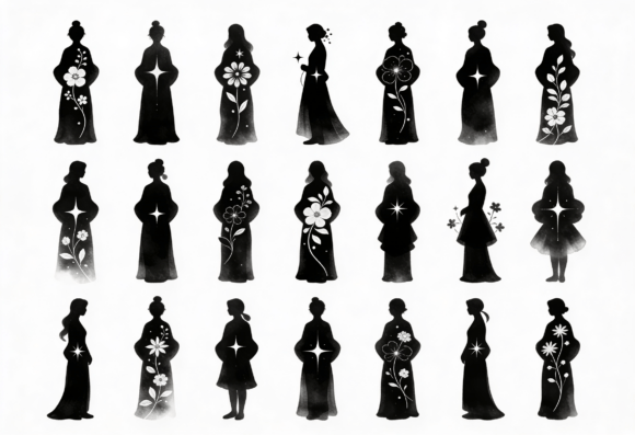Elegant Women Silhouettes with Floral Embroidery Review