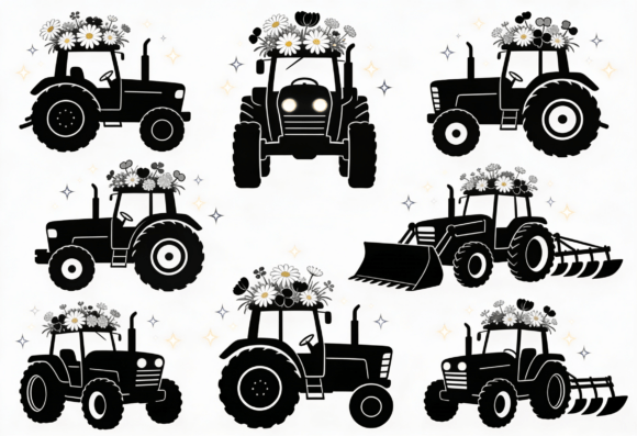 Floral Tractor Clipart Bundle Review