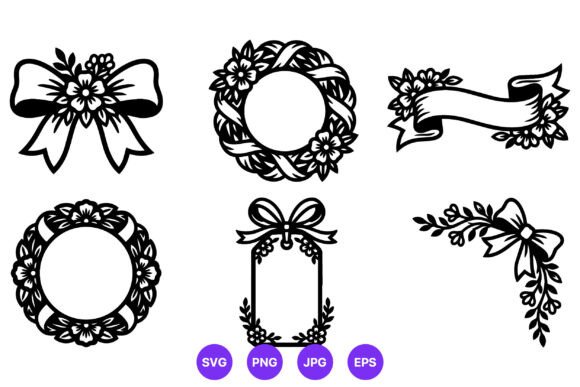 Floral Wreaths Tags and Bows Vector Review