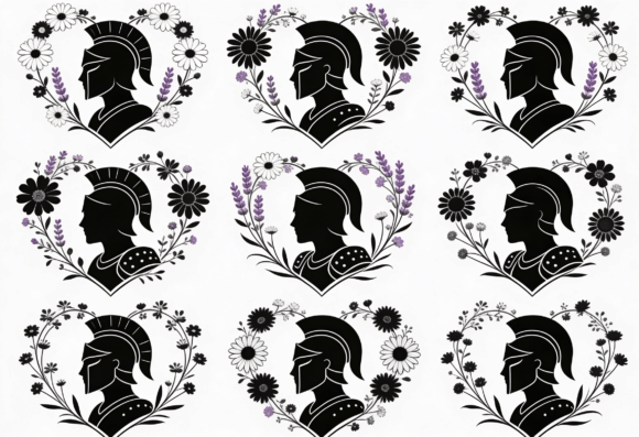 Spartan Warrior Silhouette Floral Heart Review